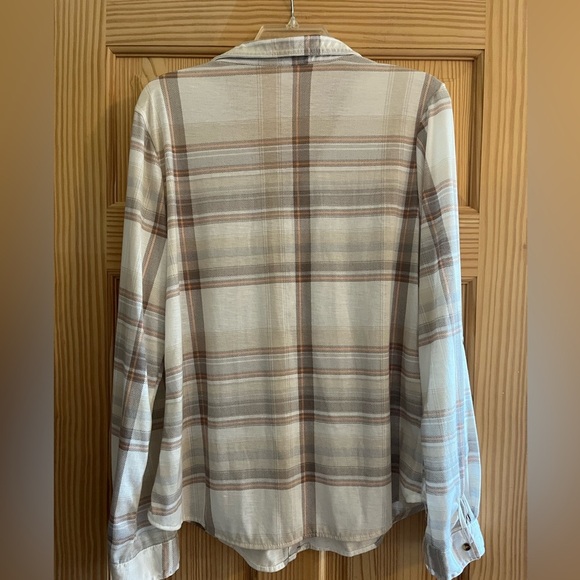 Passport Brown and Orange Plaid Long Sleeve Blouse Size XL - Picture 2 of 7